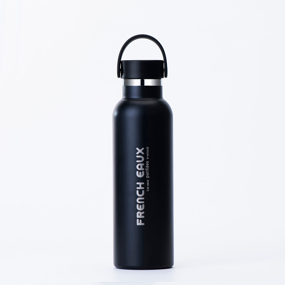 French Eaux Flask Water Bottle 600ml - Black